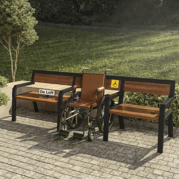 Лавка для зон ожидания с местом для кресла колесного в стиле лофт De Loft AccessBench AccessBench1 фото