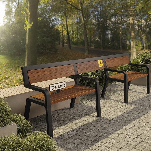 Лавка для зон ожидания с местом для кресла колесного в стиле лофт De Loft AccessBench AccessBench1 фото