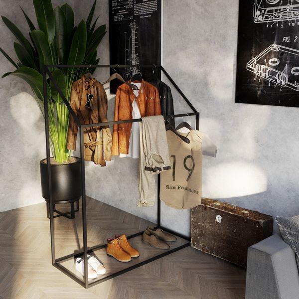 Рейл для одягу De Loft у стилі лофт для магазинів, дому та офісу (1600&times;1500&times;500 мм) RT77 фото