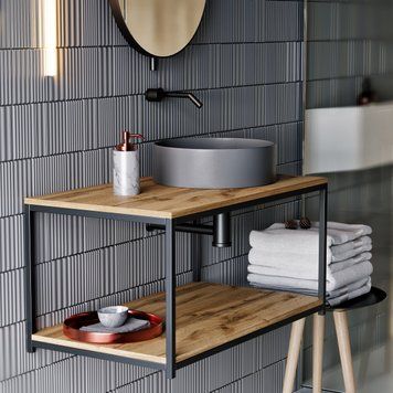 Підвісна тумба під умивальник у стилі лофт De Loft WallLine V03 фото
